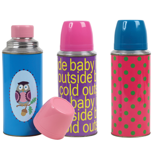 Colourful thermos flasks