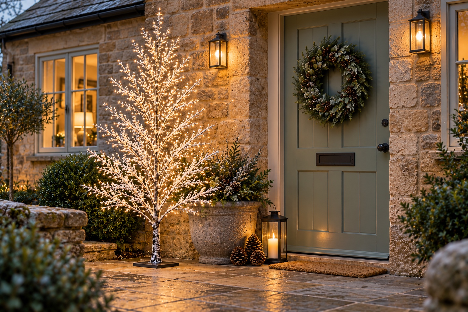 Outdoor contemporary twig Christmas trees