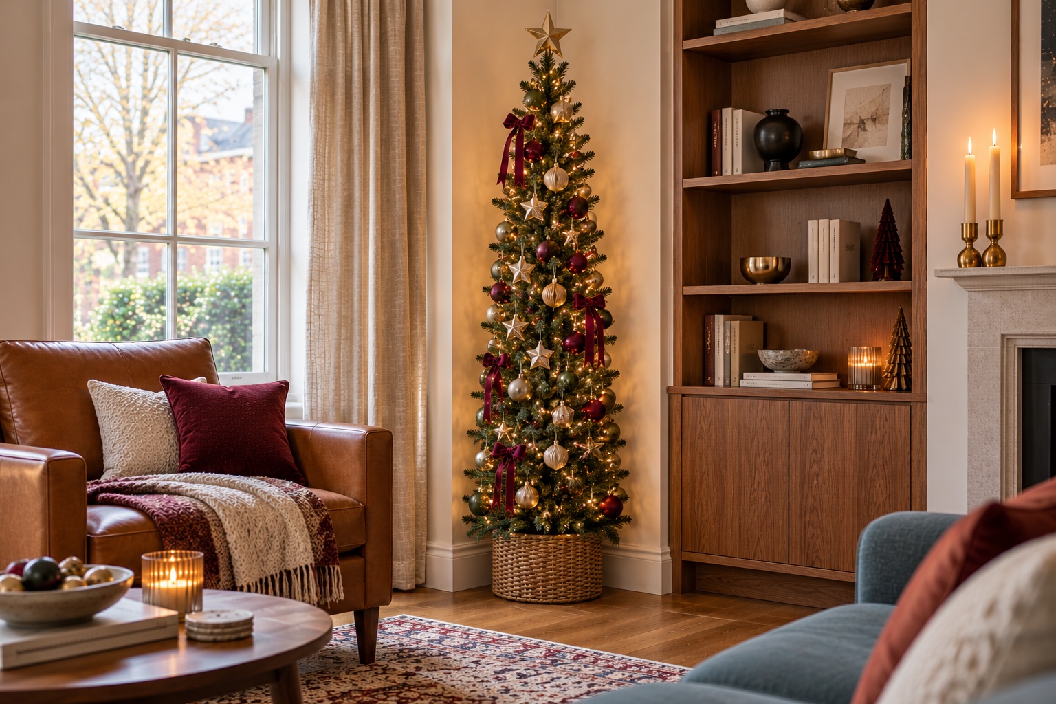 Small Christmas tree in a contemporary home